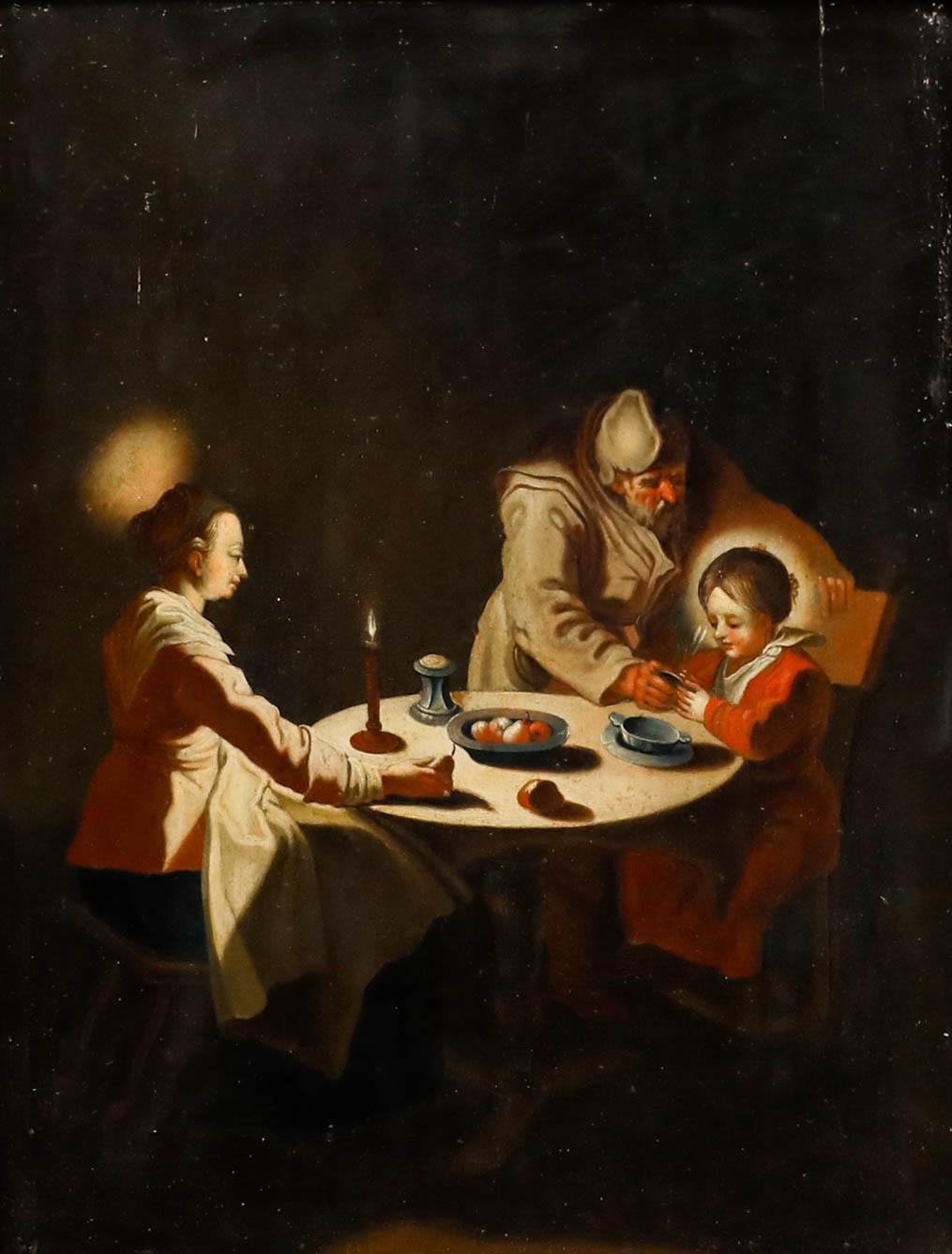 D'après Jean Le Clerc (c. 1588-1633) - Belle huile du XIXe siècle, La bénédiction - Painting de Unknown