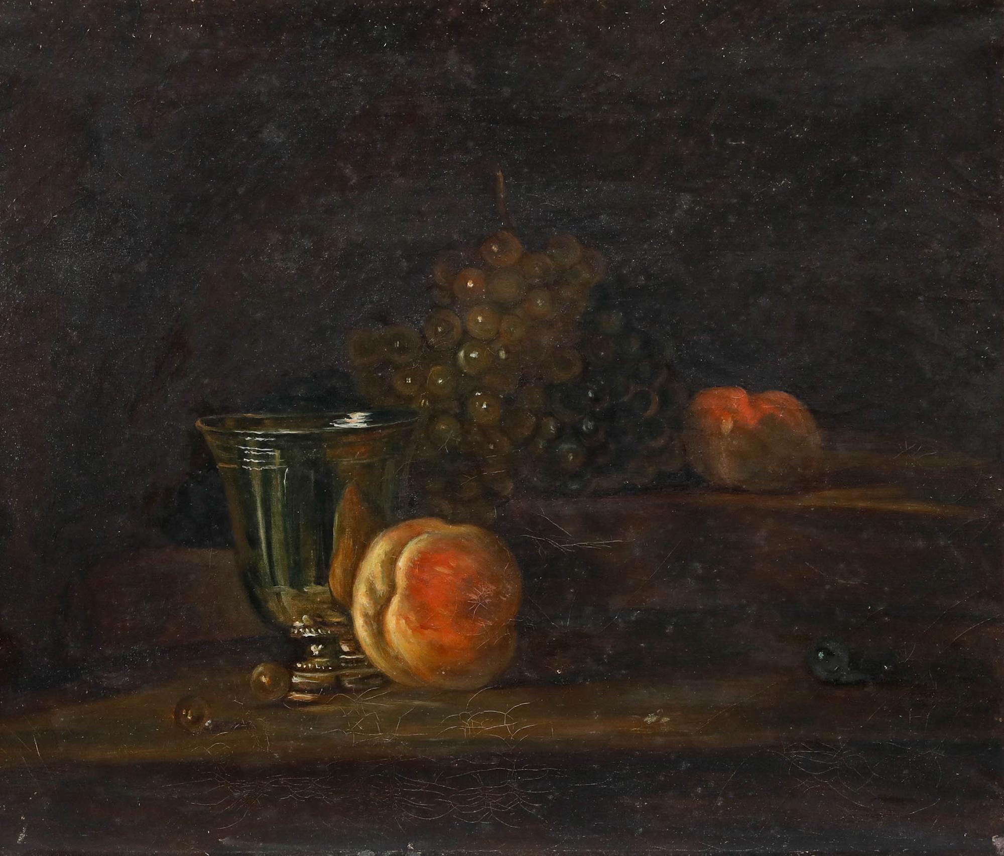 Nach Jean Siméon Chardin (1699-1779) - Öl, Silberpokal mit Pfirsich – Painting von Unknown