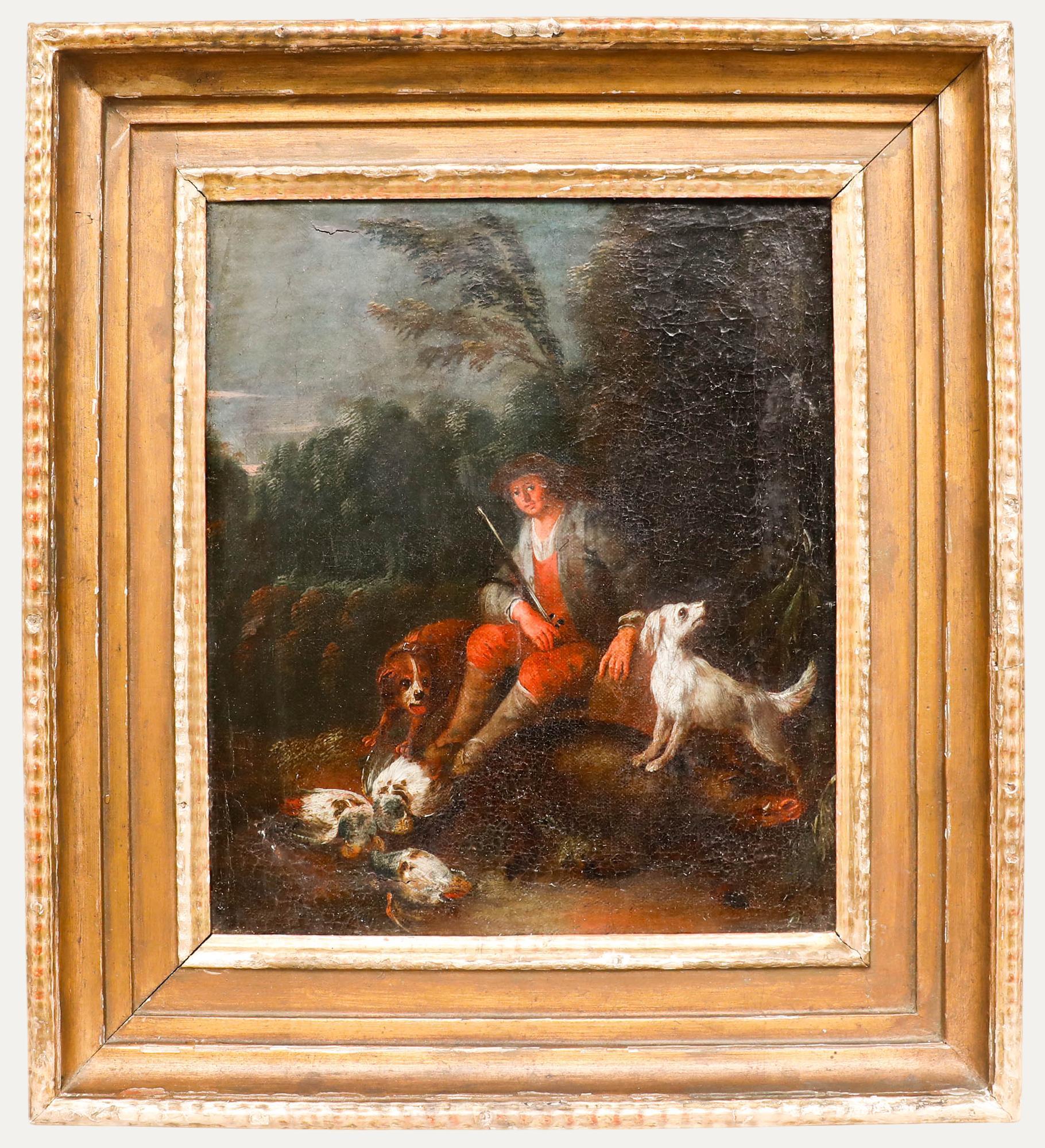 Unknown Figurative Painting - After Johann Georg Waxschlunger (1690-1737) - Early 19th Century Oil, A Gamesman