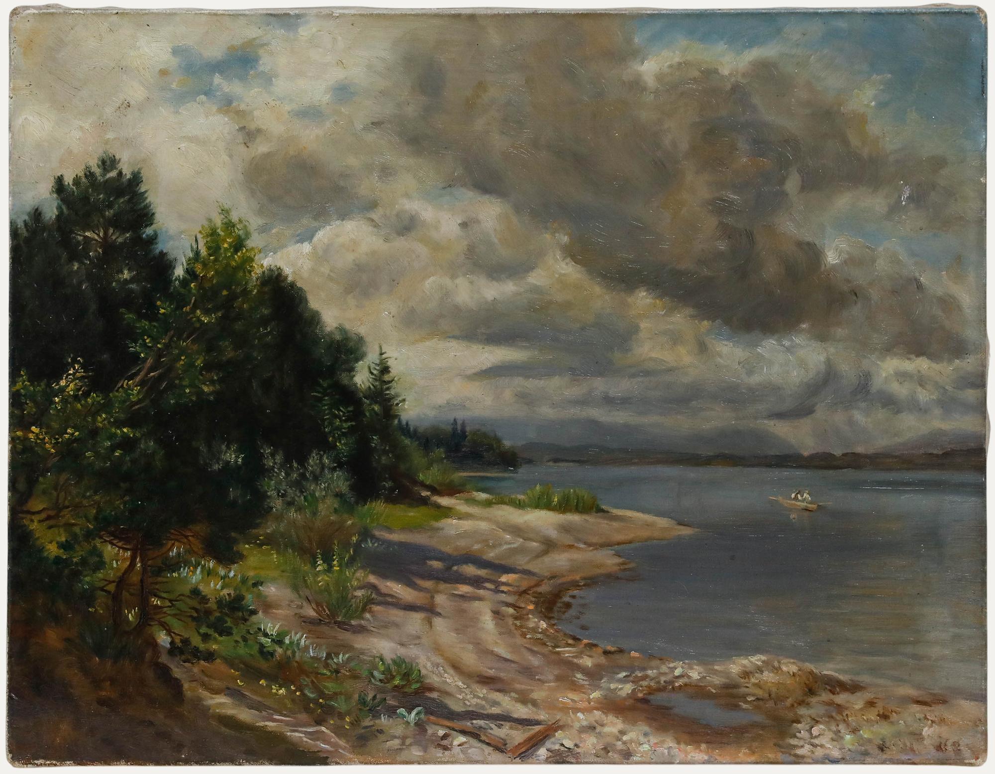 Unknown Landscape Painting - After Johann Gottfried Steffan (1815-1905) - Late 19th Century Oil, Lake View