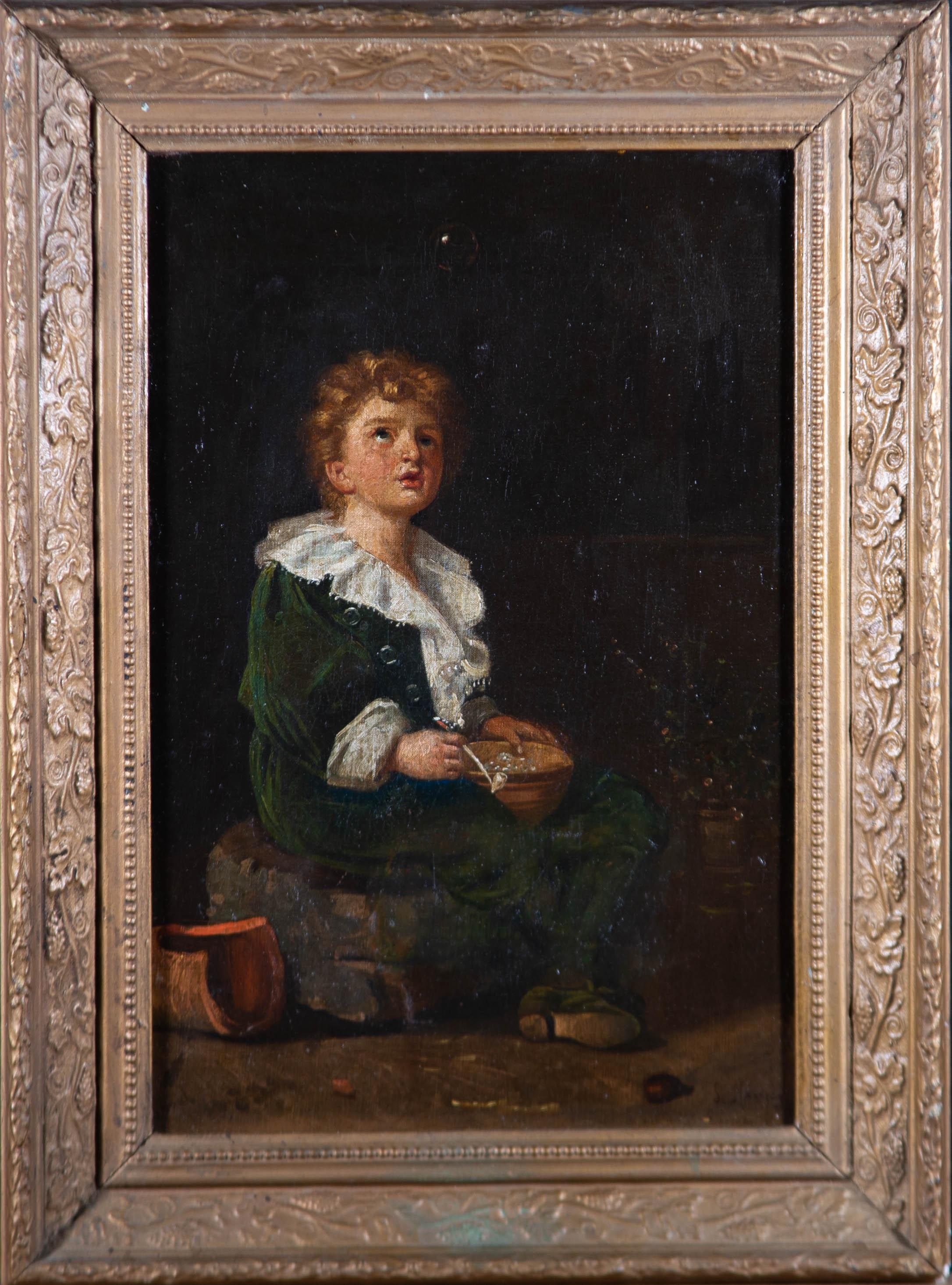 Unknown Portrait Painting - After John Everett Millais (1829â€“1896) - Framed Early 20th Century Oil, Bubble