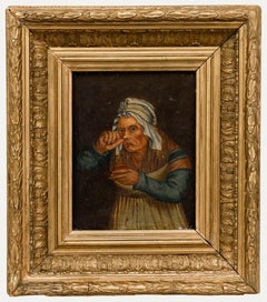 After L. Boilly (1761-1845) - 19th Century Oil, Old Woman Taking Snuff