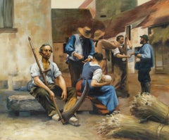 Dopo Léon Augustin Lhermitte (1844-1925)- Olio contemporaneo, La paga del mietitore