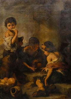 After Murillo (1617-1682) - Framed 19th Century Oil, Beggar Boys Playing Dice