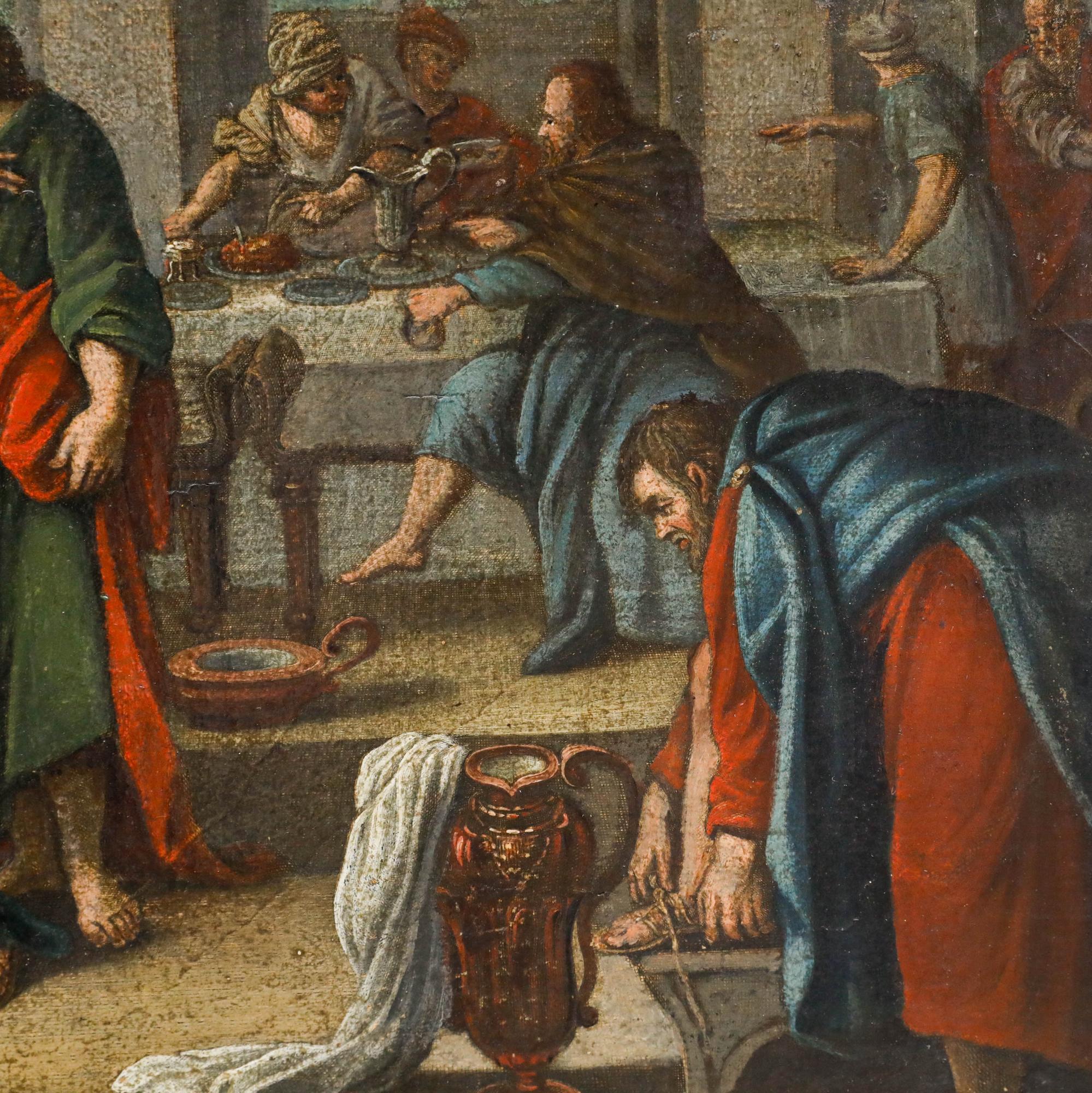 Según Nicolas Bertin (1720-1730) - Óleo, Cristo lavando los pies de sus discípulos en venta 1