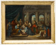 Según Nicolas Bertin (1720-1730) - Óleo, Cristo lavando los pies de sus discípulos