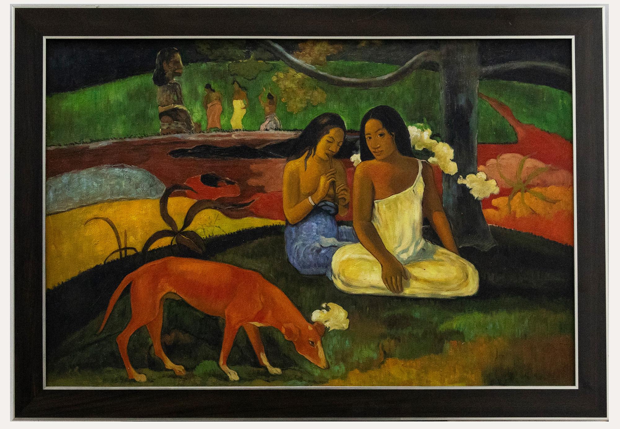 Landscape Painting di Unknown - Dopo Paul Gauguin (1848-1903) - Olio contemporaneo incorniciato, Arearea