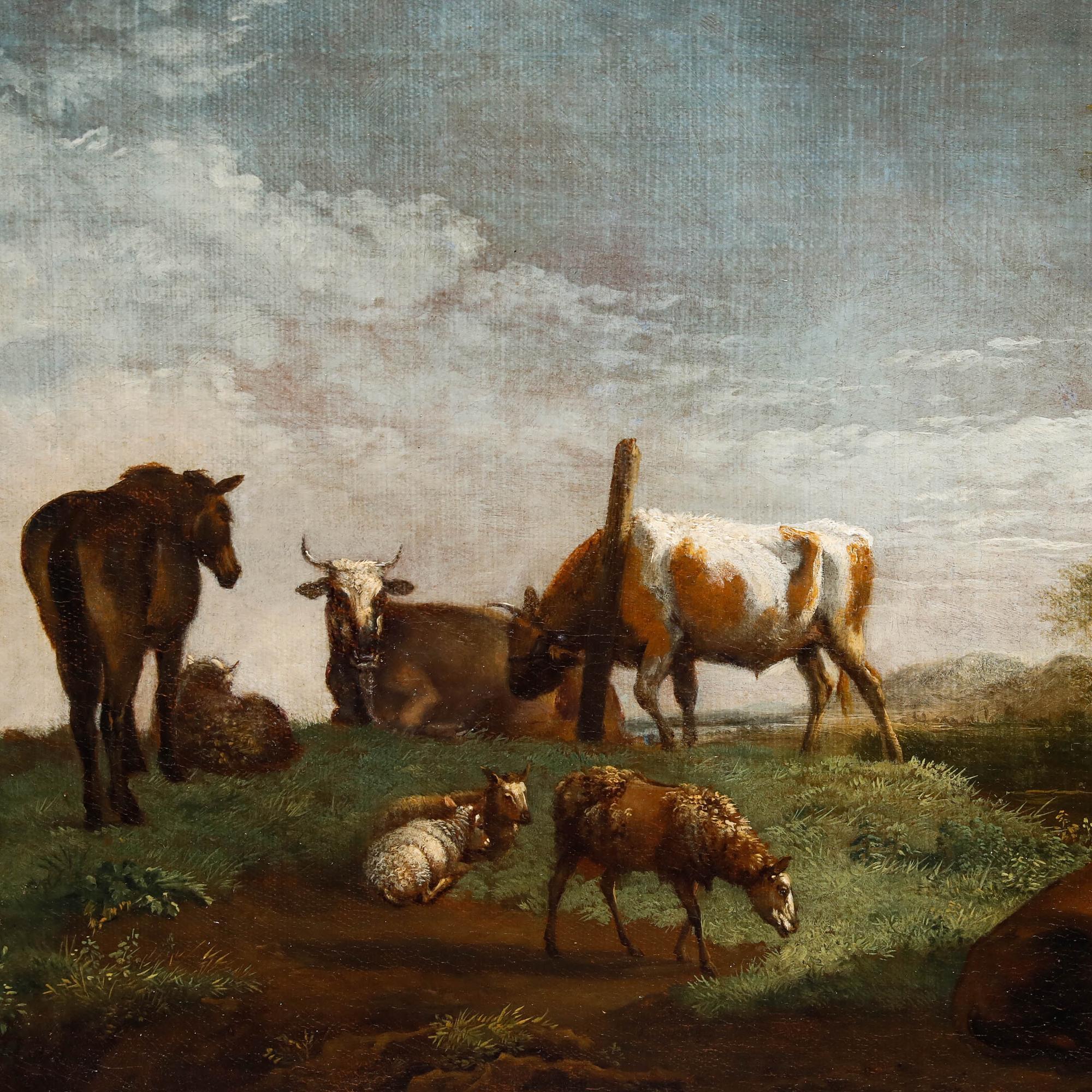 After Paulus Potter (1625-1654) - Fine 18th Century Oil, Resting Herd For Sale 1