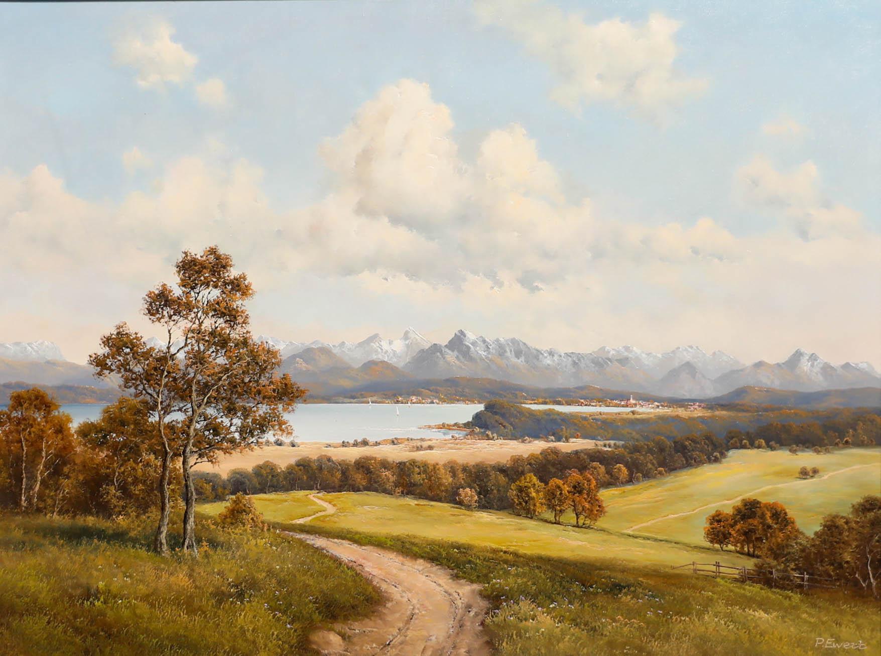 Dopo Per Ewert (1869-1894) - Olio del XX secolo, Lago di montagna - Painting di Unknown