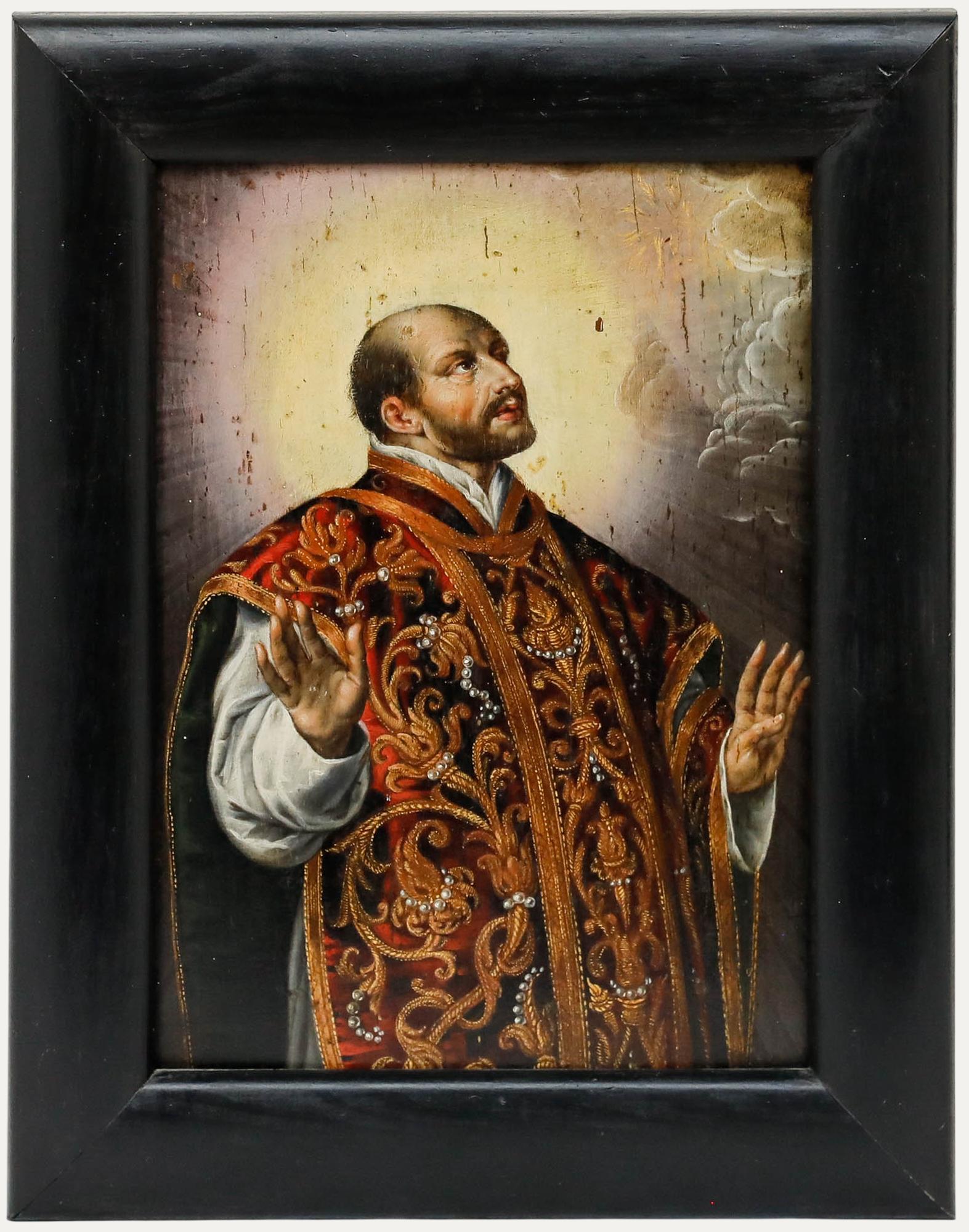 Unknown Figurative Painting - After Peter Paul Rubens (1577-1640) - 19th Century Oil, Saint Ignatius of Loyola