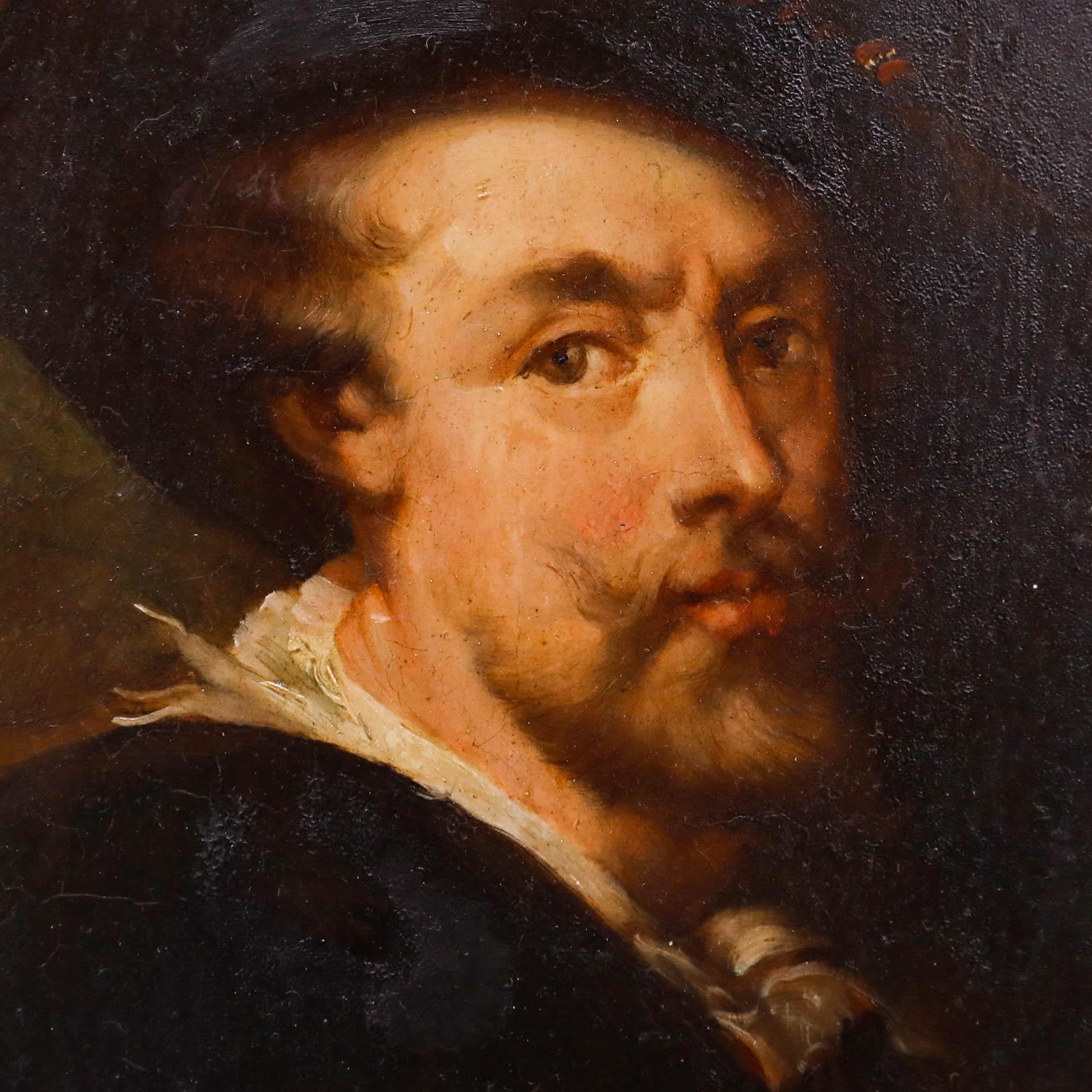 A finely executed copy of Peter Paul Rubens' 1623 self-portrait. Inscribed 