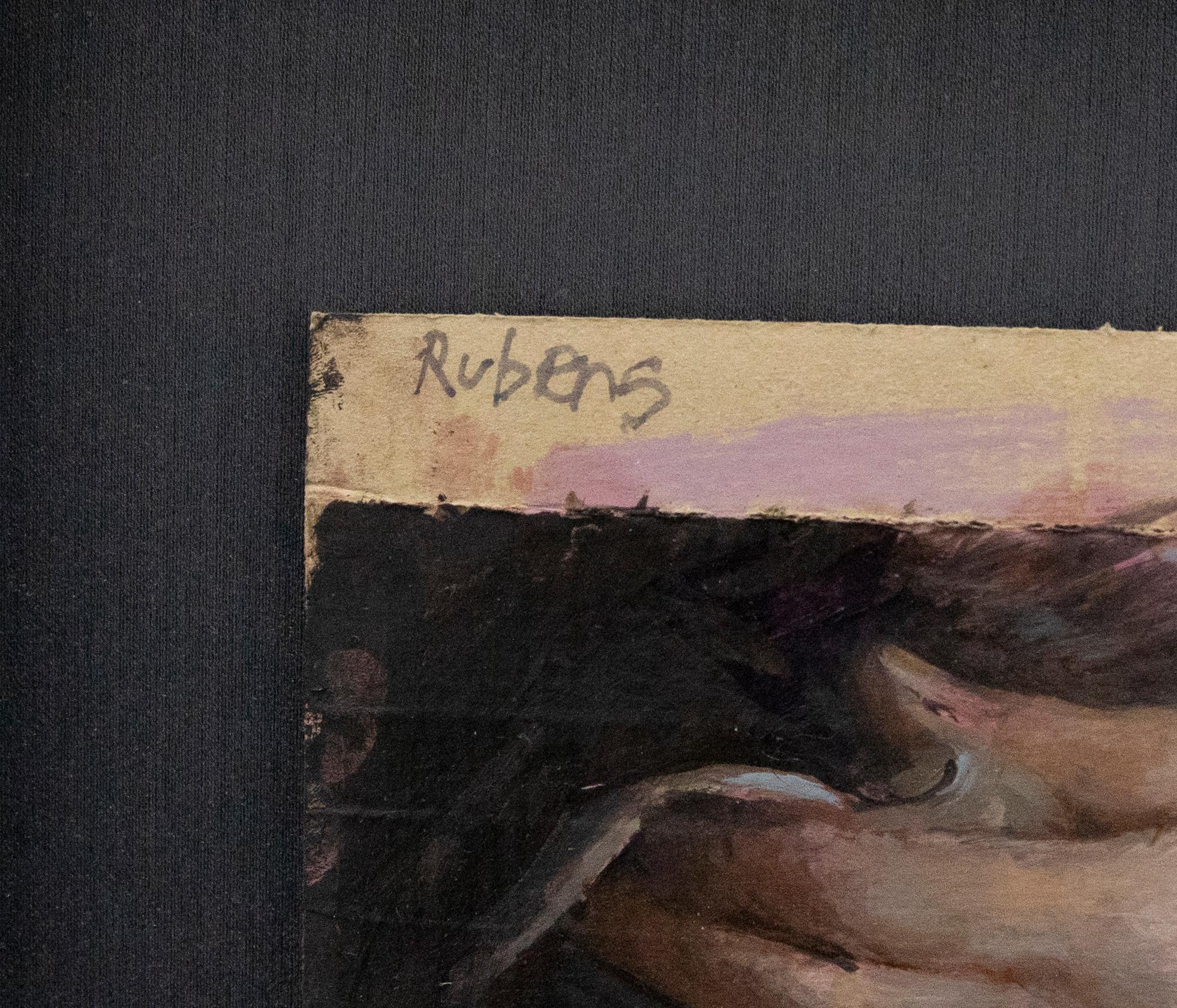 Inscribed 'Rubens' to the top left-hand corner. Float mounted in a contemporary box-style frame. On cardboard.