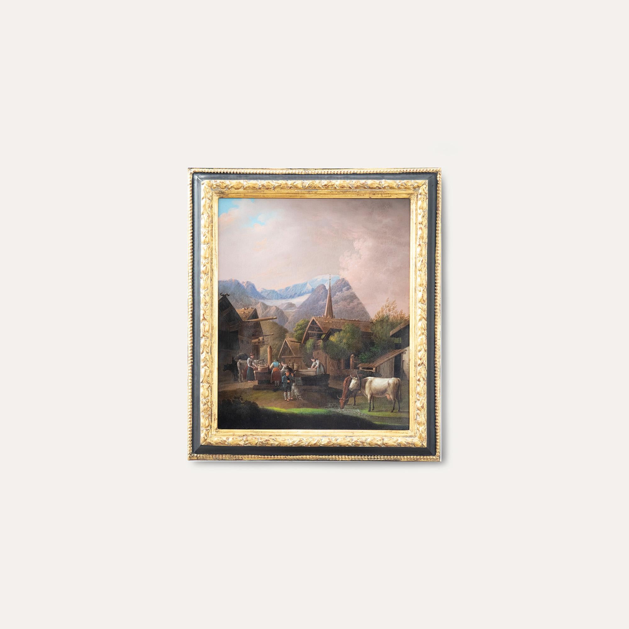 Dopo Peters von Hesse (1792-1871) - Olio incorniciato, Mattino a Partenkirchen 1