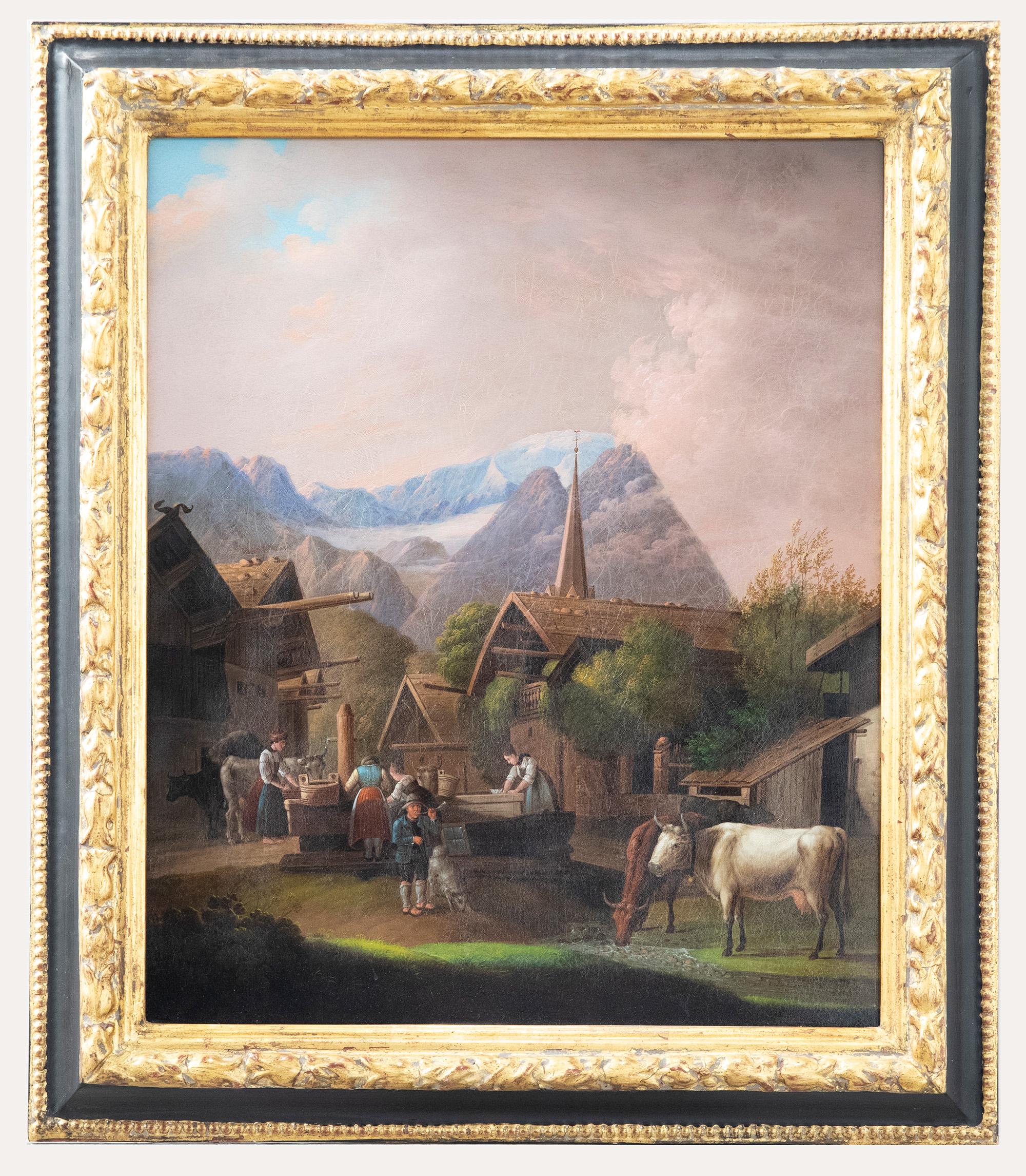 Unknown Figurative Painting - After Peter von Hess (1792−1871) - Framed Oil, Morning in Partenkirchen