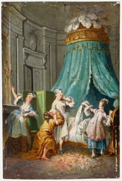 After Pierre-Antoine Baudouin (1723-1769) - Oil, Le Coucher de la Mariee