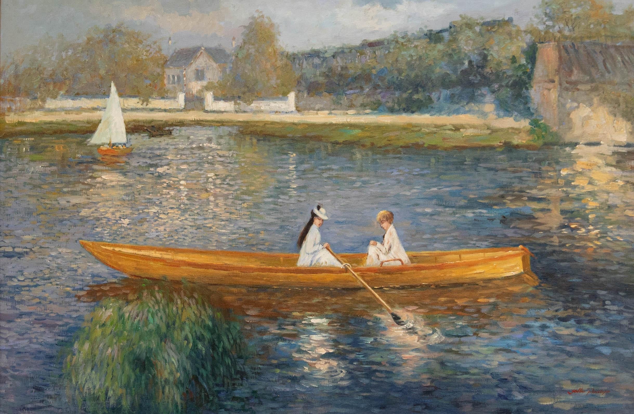 Dopo Pierre Auguste Renoir - Olio del XX secolo, La barca (La Yole) - Painting di Unknown