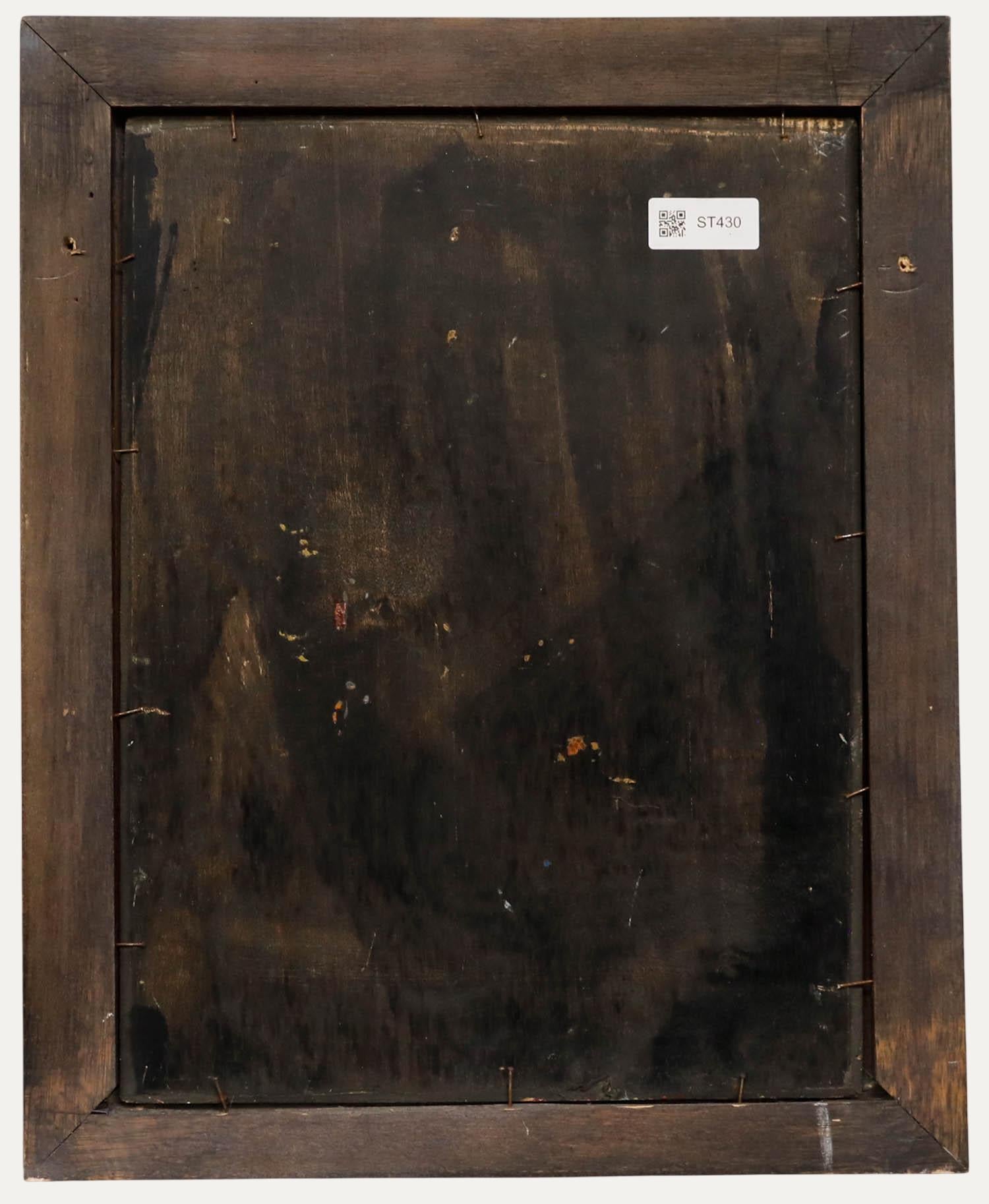 After Pierre Mathurin Petraud - Framed 20th Century Oil, Self-Portrait - Brown Portrait Painting by Unknown