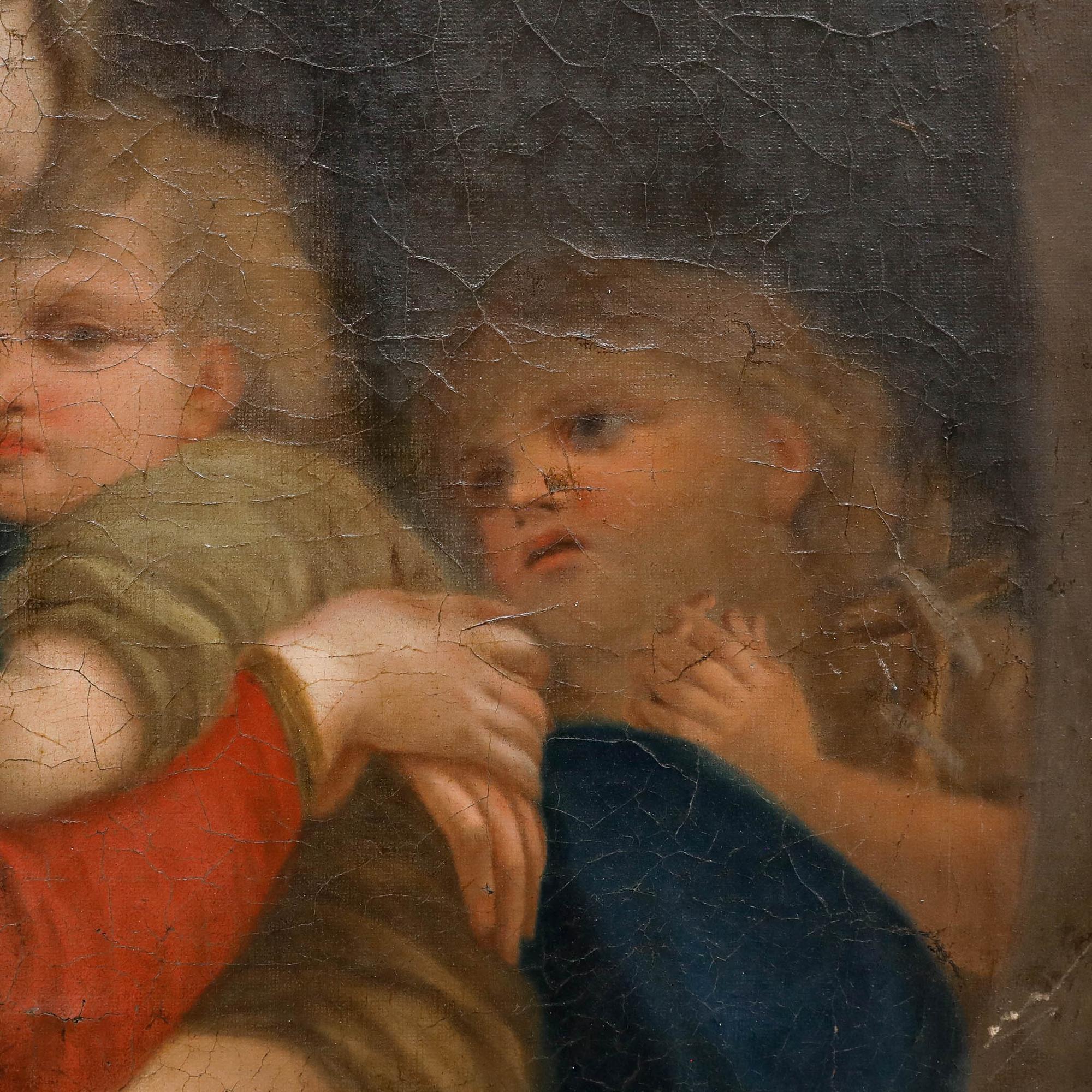 After Raphael (1483-1420) - For Restoration Oil, Madonna della Sedia - Black Figurative Painting by Unknown