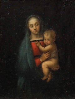 Inspirado en Rafael - Óleo enmarcado del siglo XIX, «Madonna del Granduca»