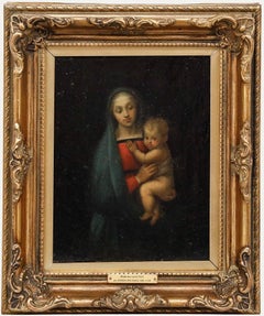 Inspirado en Rafael - Óleo enmarcado del siglo XIX, «Madonna del Granduca»