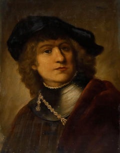 After Rembrandt - Late 19th Century Oil, Self Portrait