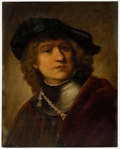 After Rembrandt - Late 19th Century Oil, Self Portrait