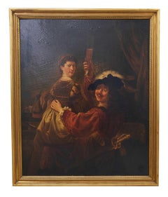 Según Rembrandt "El hijo pródigo en la taberna" Pintura estilo Viejo Maestro