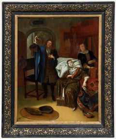 After Richard Brakenburgh (1650-1702) - 19th Century Oil, The Doctor's Visit