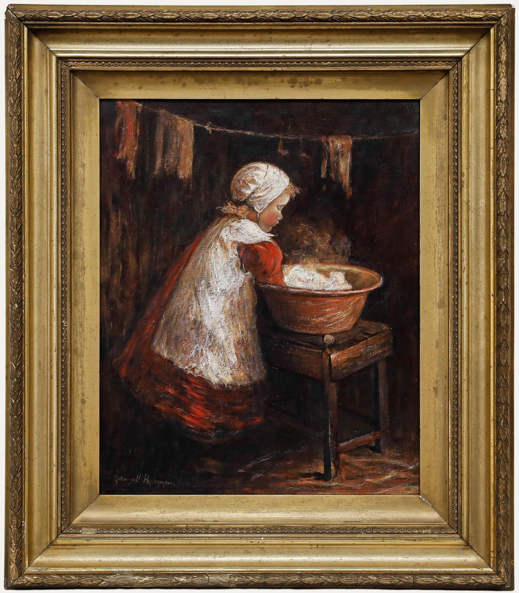 Unknown Figurative Painting - After Robert Gemmell Hutchison RSA RSW (1855-1936) - Oil, Washing Day