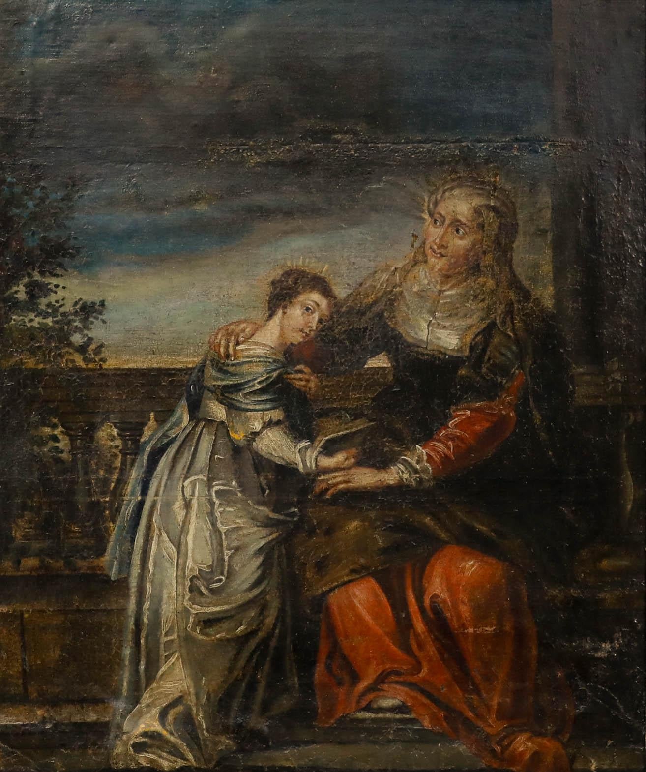D'après Rubens (1577-1640) - 18e siècle Huile, L'éducation de la Vierge - Painting de Unknown