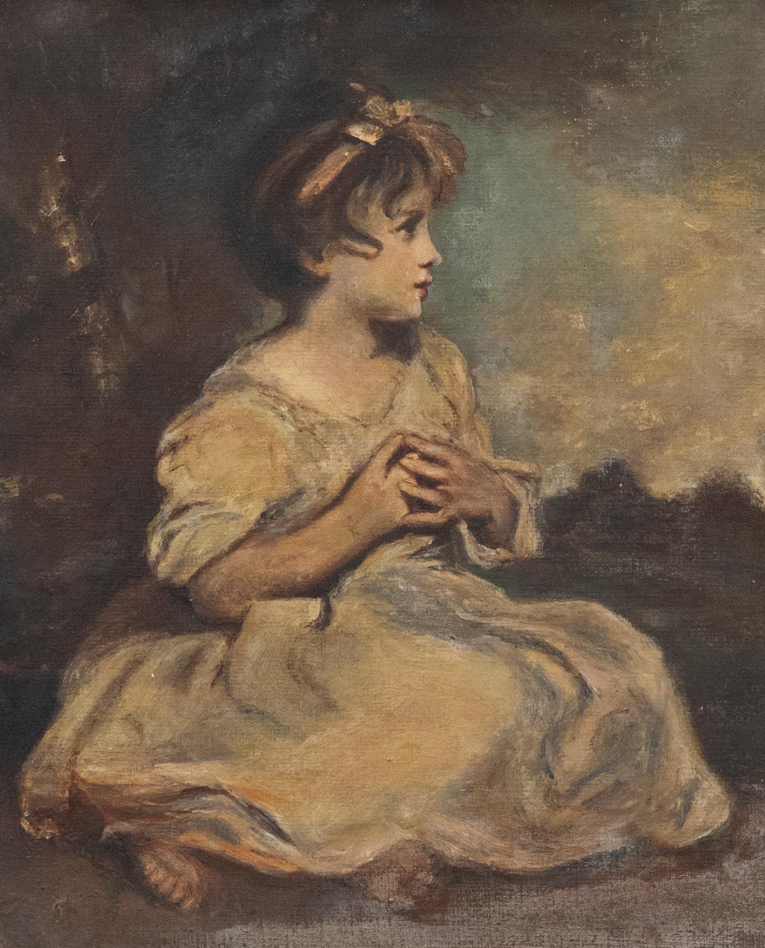 After Sir Joshua Reynolds (1723-1792) - Óleo del siglo XX, Edad de la inocencia - Painting de Unknown