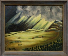“After Storm, Taos–Questa Road” 1968 New Mexico Southwestern Oil Painting