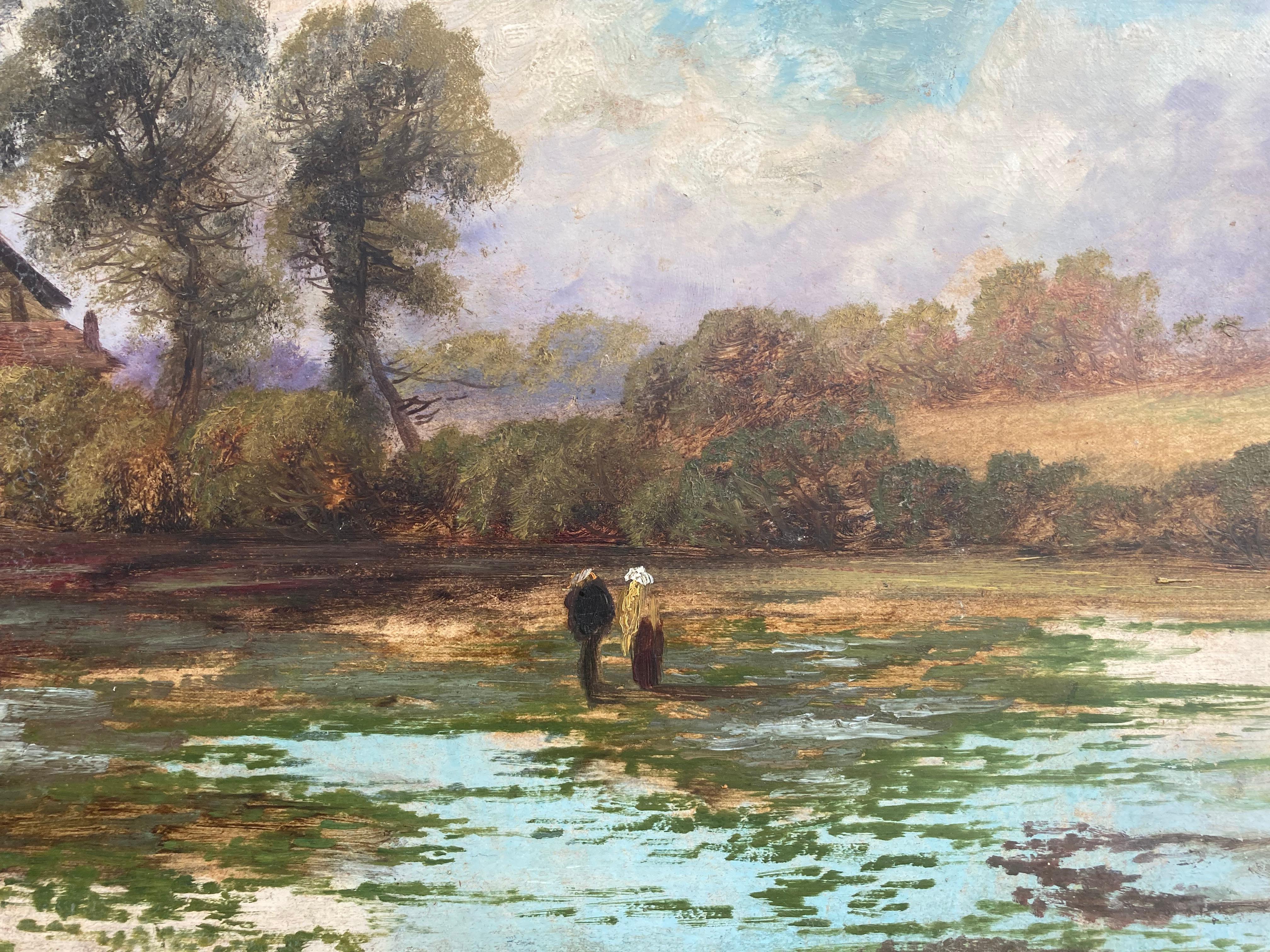 Nach dem Regen (groß gerahmtes impressionistisches Landschaftsgemälde aus der Mitte des Jahrhunderts) (Braun), Landscape Painting, von Unknown