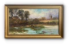 After the Rain (Large Framed Mid-Century Impressionist Landscape Painting)