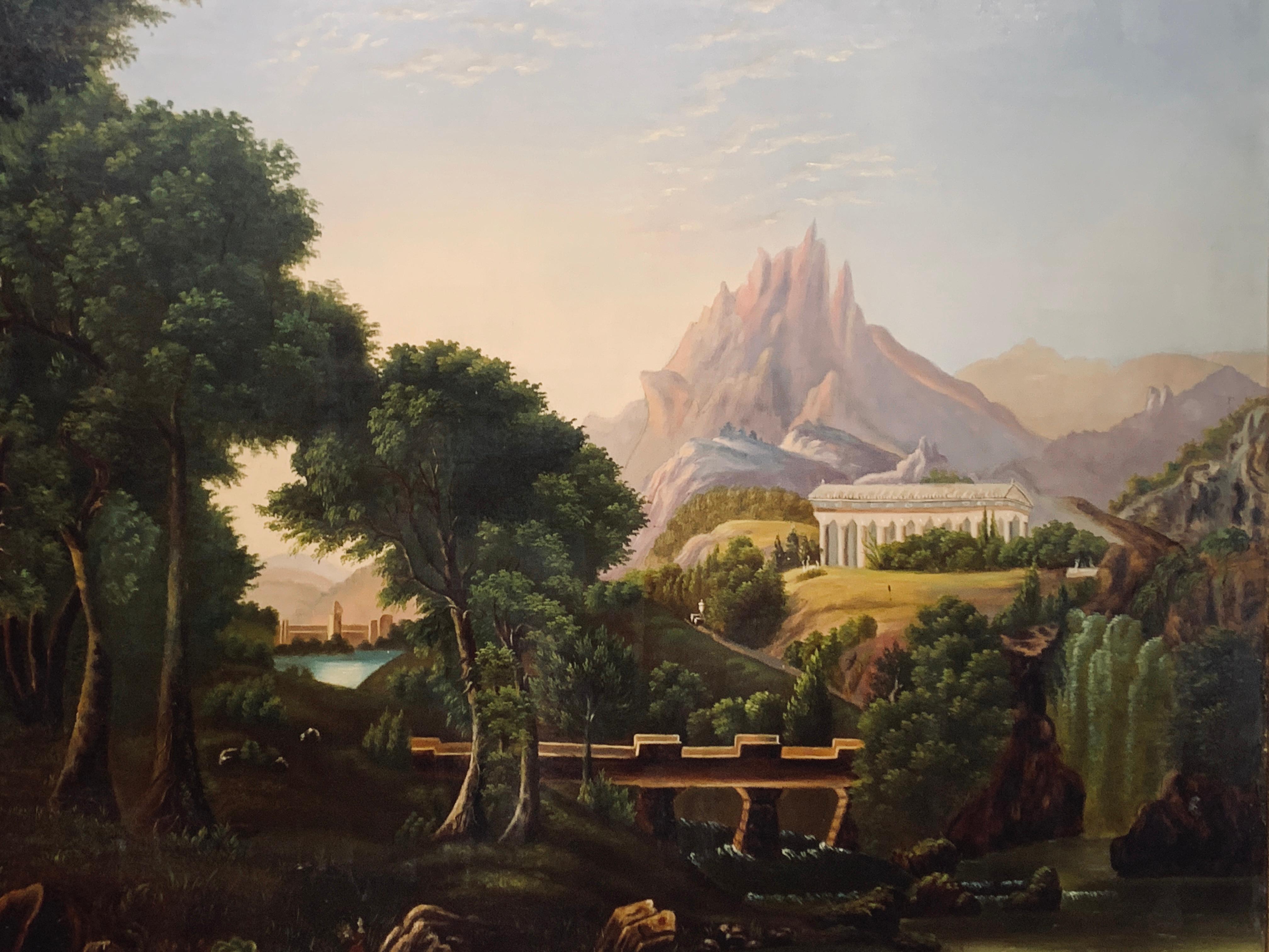 After Thomas Cole, Female Academy Dreams of Arcadia, mid 19th C. - Painting by Unknown