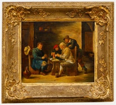 D'après Thomas van Apshoven (1622-1664) - 19e siècle Huile, Cartes à la taverne