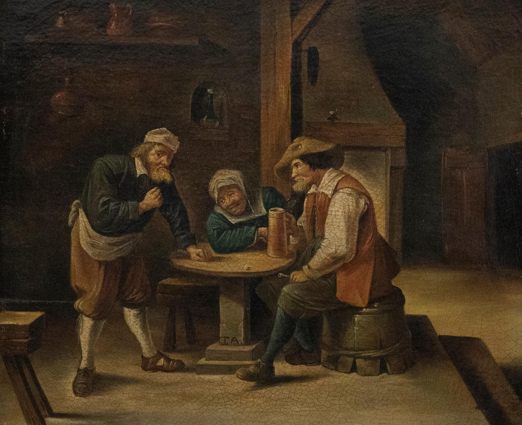 After Thomas van Apshoven (1622-1664) - 19th Century Oil, The Tavern - Painting by Unknown
