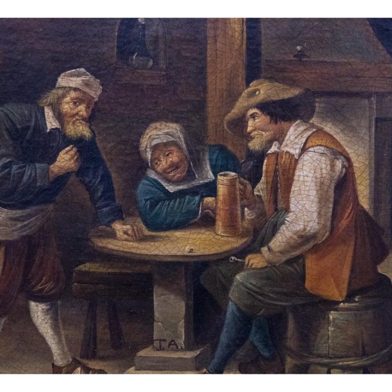After Thomas van Apshoven (1622-1664) - 19th Century Oil, The Tavern For Sale 1