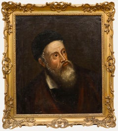 D'après Titien (1485-1576) - Huile encadrée du XIXe siècle, Self-Portrait