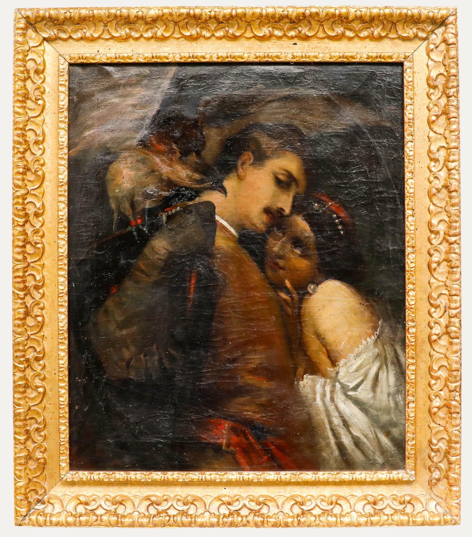 Unknown Figurative Painting - After Tranquillo Cremona (1837-1878) - Late 19th Century Oil, The Falconer
