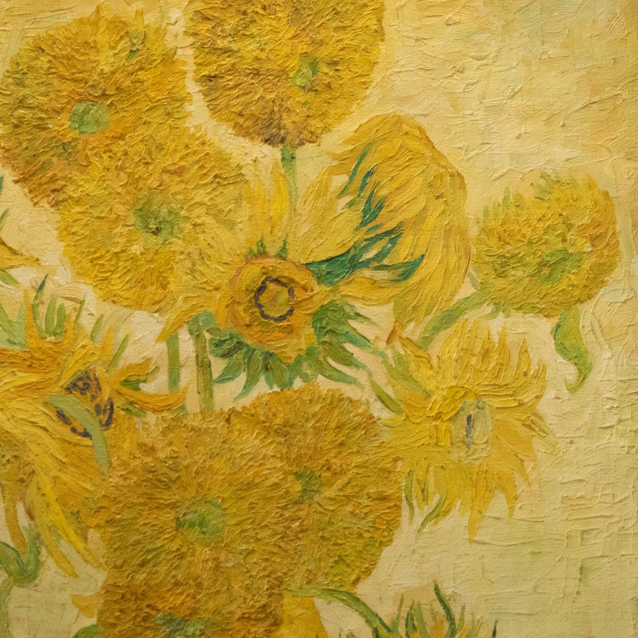 After Vincent van Gogh - Framed Contemporary Oil, Sunflowers 1