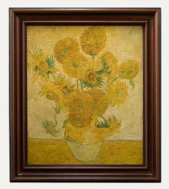 Nach Vincent van Gogh - Gerahmtes zeitgenössisches Öl, Sonnenblumen