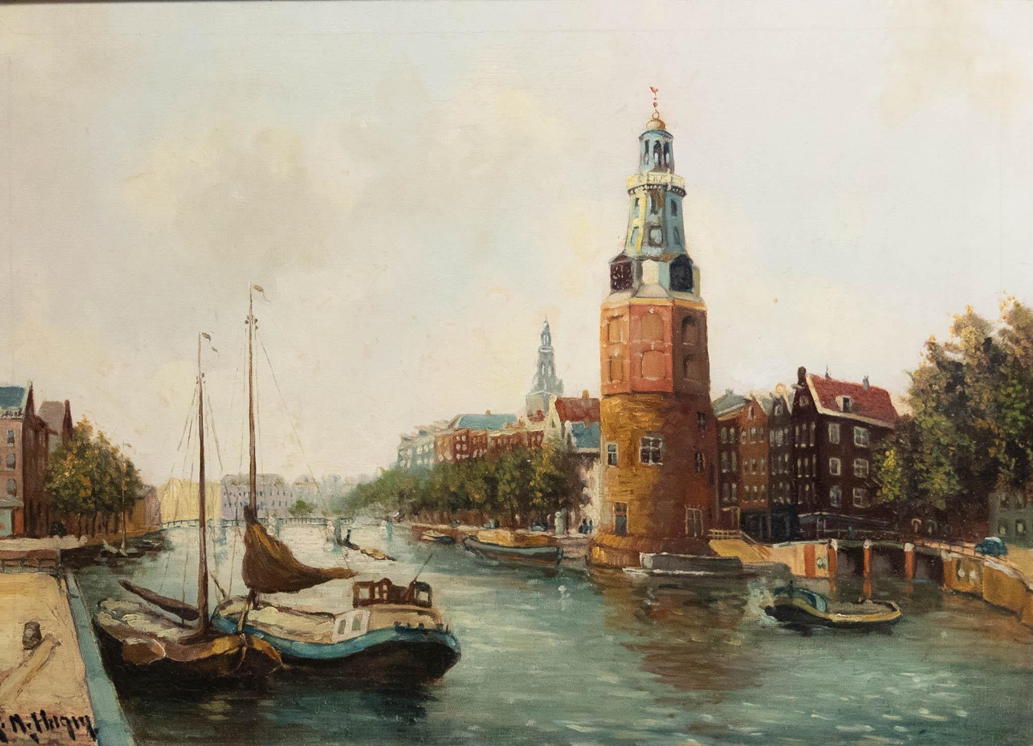 Nach Willem Johannes Burksen (1857-1935) - Öl, Montelbaanstoren – Painting von Unknown