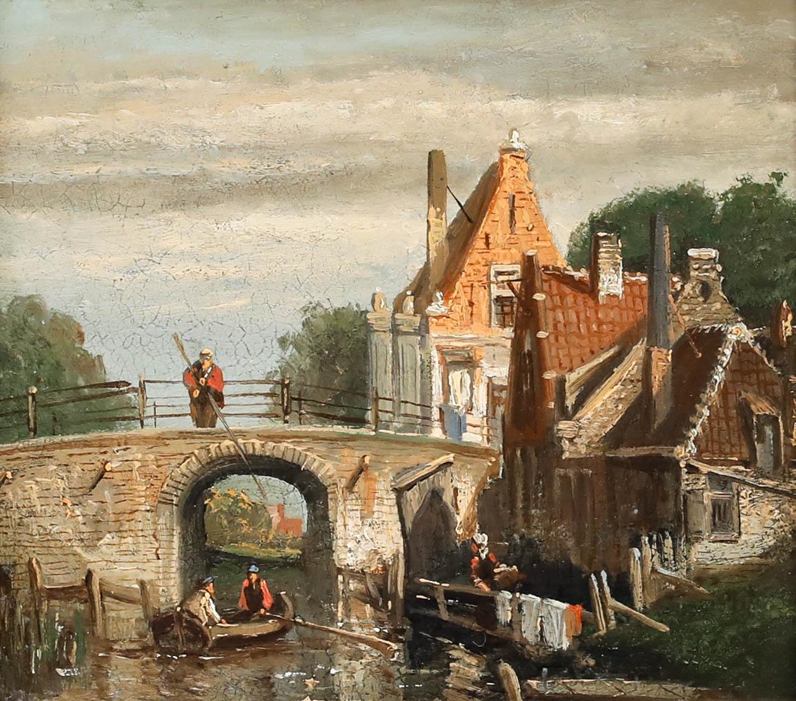 After Willem Koekkoek (1839-1895) - Late 19th Century Oil, View of the Canal - Painting by Unknown