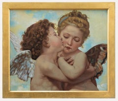 Nach William-Adolphe Bouguereau - Gerahmtes Ölgemälde des 20. Jahrhunderts, L'Amour et Psyche