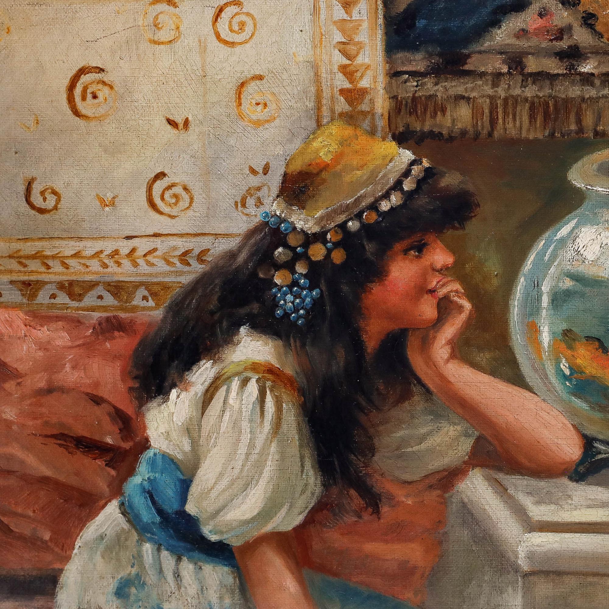 Dopo William Stephen Coleman (1829-1904) - 1896 Olio, La ciotola del pesce rosso in vendita 1