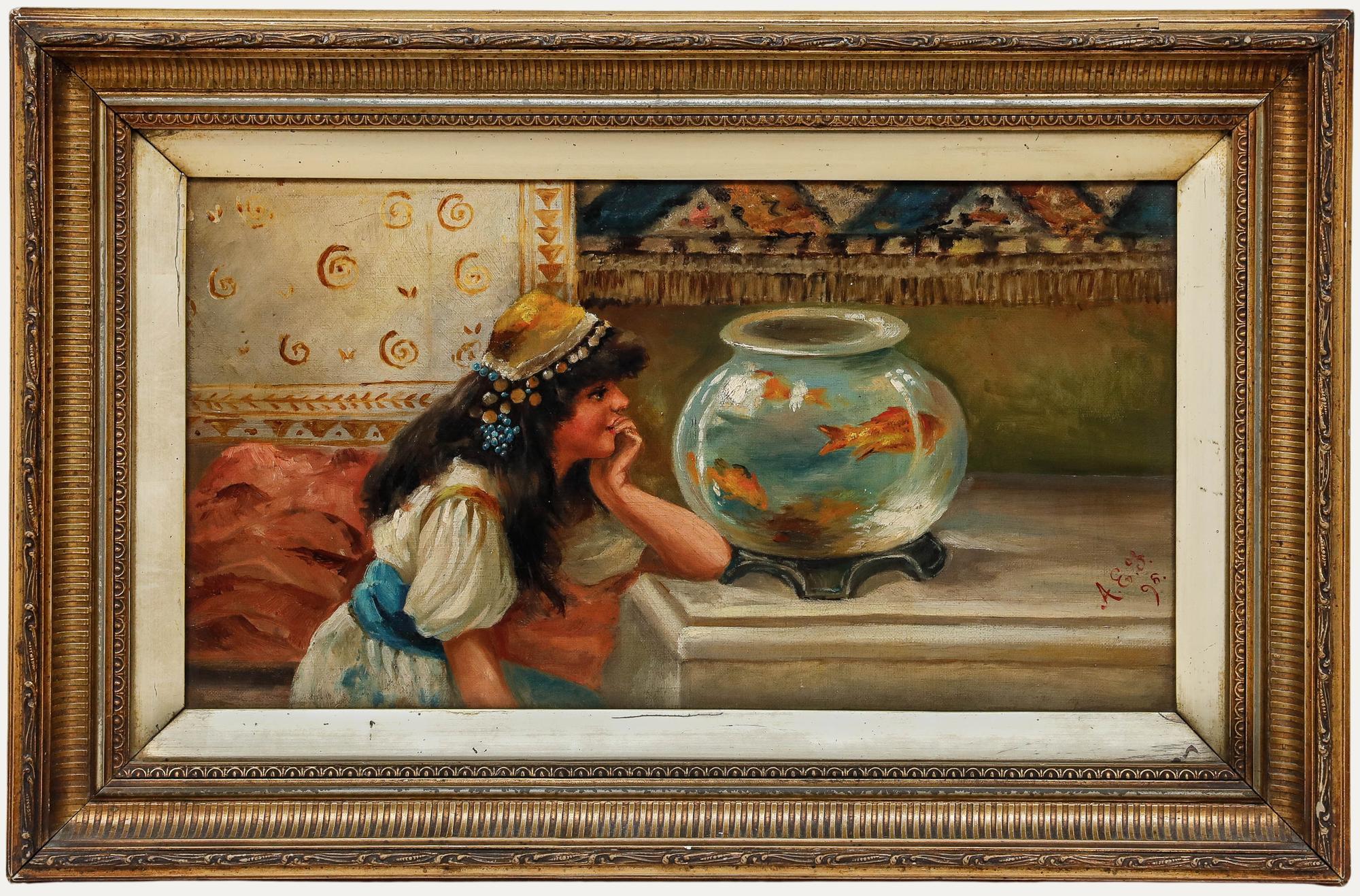 Figurative Painting di Unknown - Dopo William Stephen Coleman (1829-1904) - 1896 Olio, La ciotola del pesce rosso