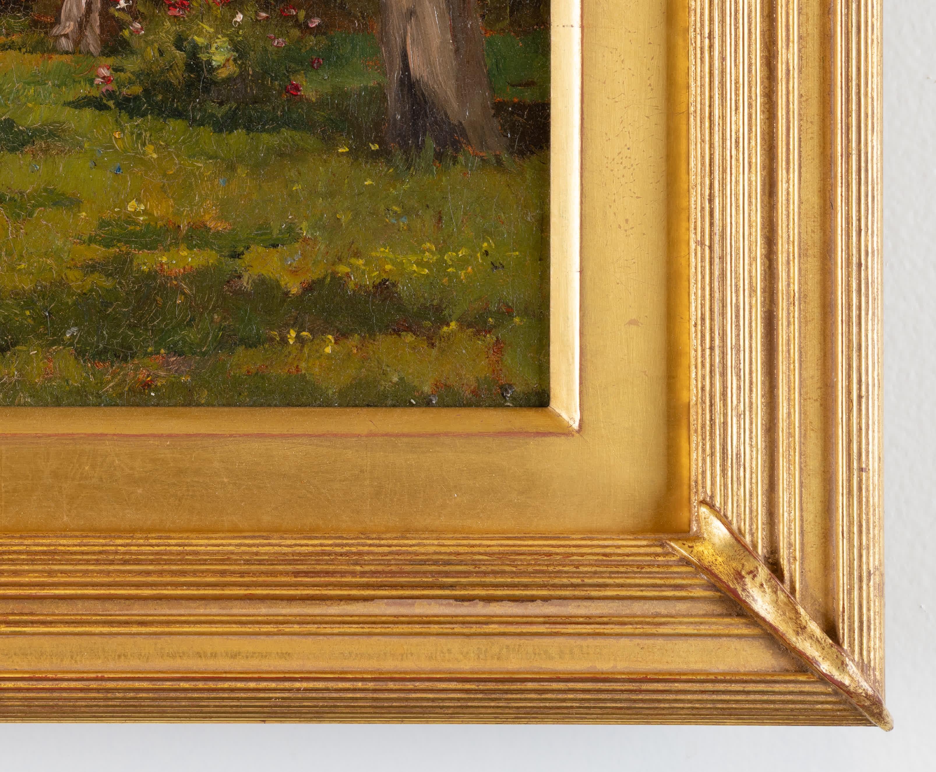 Afternoon In the Garden - Brown Landscape Painting by Unknown