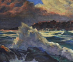 Contra la corriente al estilo de Edgar Alwin Payne - Óleo sobre lino