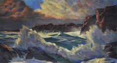 Contro la marea nello stile di Edgar Payne - Olio su lino 